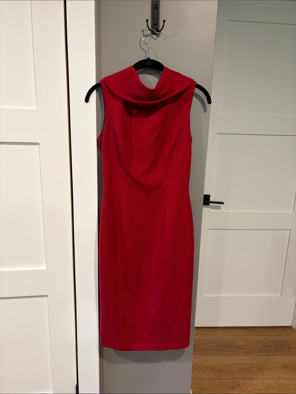Karen Millen Sleeveless Red Cowl Neck Sheath Dress sz6